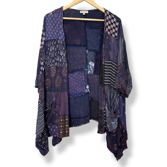 Earthbound Jacket Patchwork Floral 3/4 Length Boho Hippie Festival Rayon Small - Picture 1 of 14